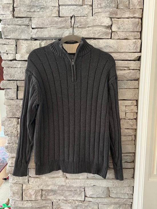 Oscar de la Renta Other - Oscar de la Renta Men's Dark Charcoal Ribbed Half-Zip Cozy Sweater
